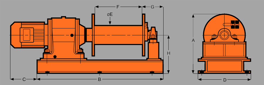 Heavy Duty Hauling WinchesNHS Series Diagram