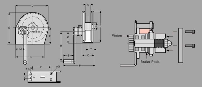 Stainless Steel ConsoleMount Winch Diagram